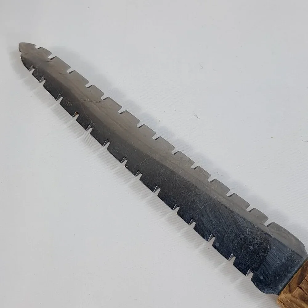 Vintage Robinson Stainless Serrated‎ Curved Grapefruit Knife Wood Handle USA
